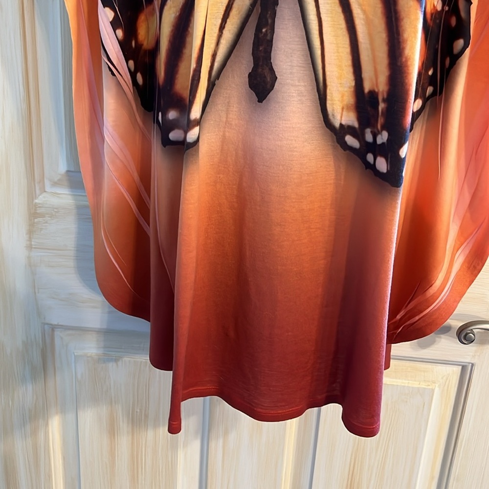 Unity Beach Butterfly Print Screenprint Batwing Tunic Top Swimsuit Coverup Large - Picture 4 of 7